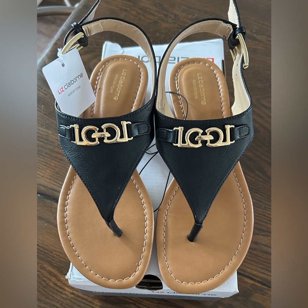 Liz Claiborne black sandals NWT